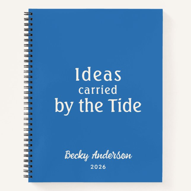 Ideas by the Tide, Beach Notes, Blue Custom Name Notizbuch (Vorderseite)