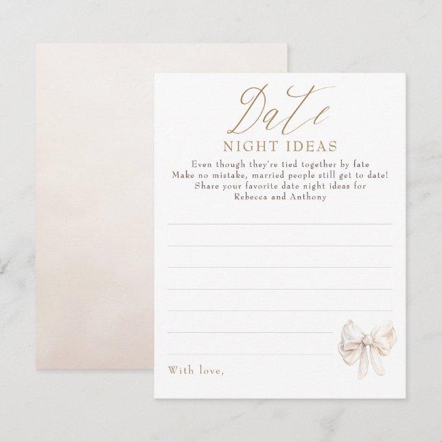 Ideas für einen Date-Abend Whimsical-Bow Brautpart Begleitkarte (Vorne/Hinten)