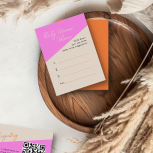 Ideen für Babynamen Hellrosa Orange-Aktivitätskart Begleitkarte