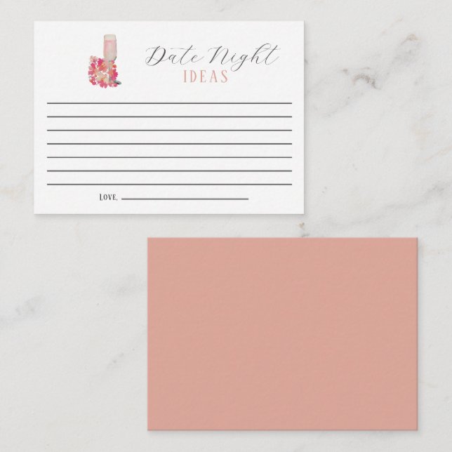 Ideen für die Nacht Brautparty Petals & Prosecco Hinweiskarte (Vorne/Hinten)