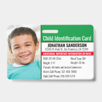 Identifikation des Fotos mit Kind-ID-Notfallallerg
