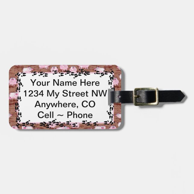 Identifikation etikettiert ~ rosa Piggys Gepäckanhänger (Vorderseite horizontal)