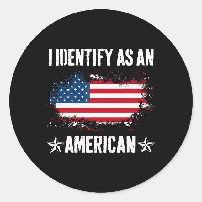 Identifizieren als amerikanische Flagge stolz US-A Runder Aufkleber (Vorderseite)