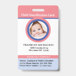 Identifizierungskarte für das Kind-Jungen-Mädchen- Ausweis
