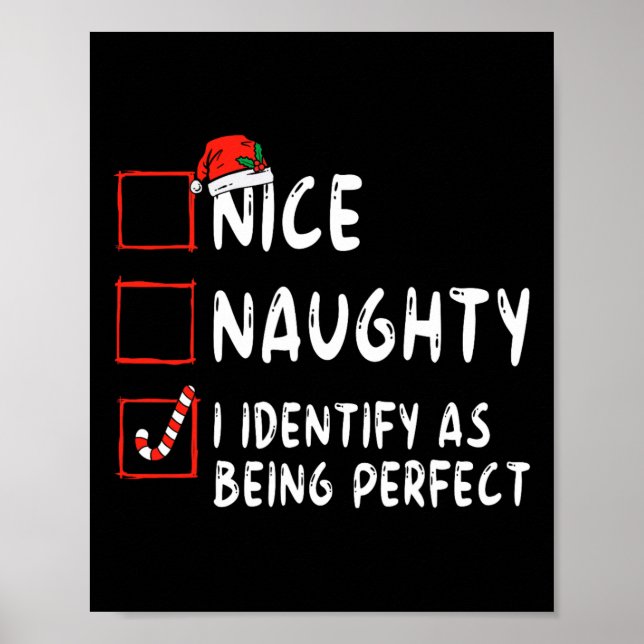 Identify As Perfect Fun Naughty Nice List Christma Poster (Vorne)