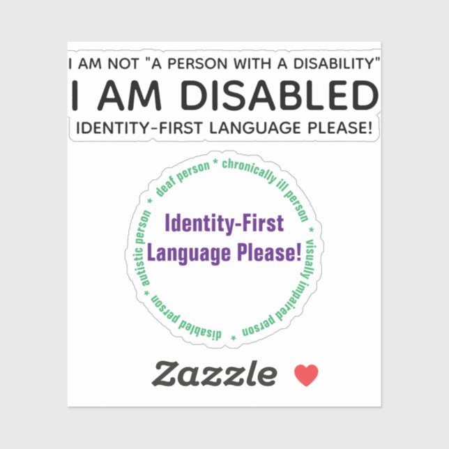 IdentitätsFirst Disability Custom-Cut Vinyl Sticke Aufkleber (Blatt)