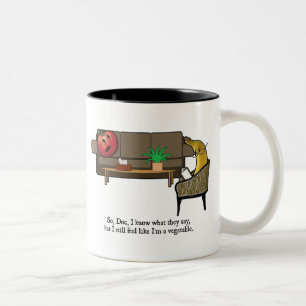 Identitätskrise, Tomate sieht Psychiater Zweifarbige Tasse