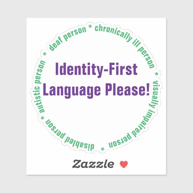 Identity First Language Custom Cut Vinyl Sticker (Blatt)