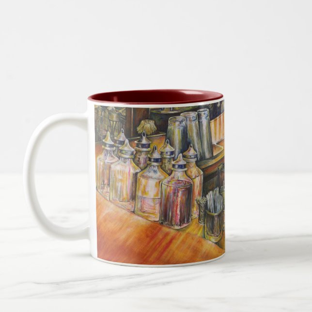 Ideologie des goldenen Lichts Zweifarbige Tasse (Links)