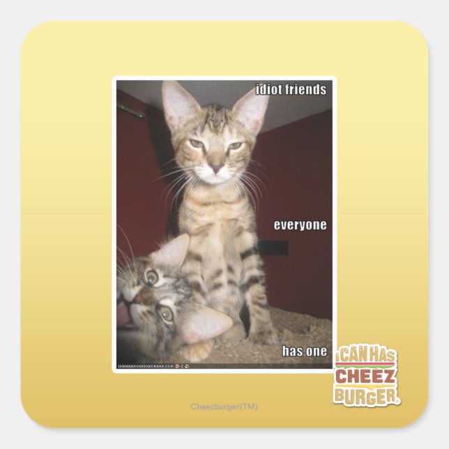 Idiot Friends Quadratischer Aufkleber (Vorderseite)