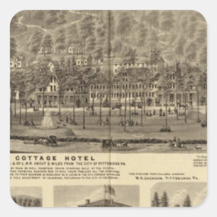 Idlewood Hütten-Hotel nahe Pittsburgh Quadratischer Aufkleber