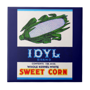 Idyl Sweet Corn-Etikett der 1930er Jahre Fliese