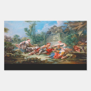 Idyll-Rokokolandschaft Francois boucher Schäfers Rechteckiger Aufkleber