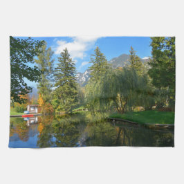 Idylle des Herbstbeckens Geschirrtuch