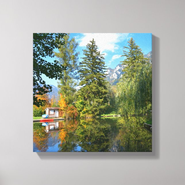 Idylle des Herbstbeckens Leinwanddruck (Vorderseite)