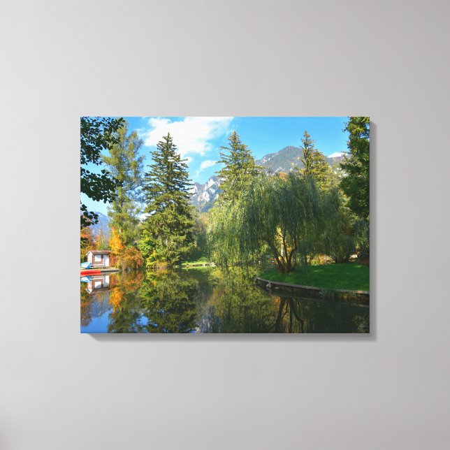 Idylle des Herbstbeckens Leinwanddruck (Vorderseite)