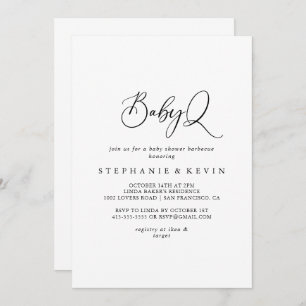 Idyllic Calligraphy BabyQ Baby Shower Barbecue Einladung