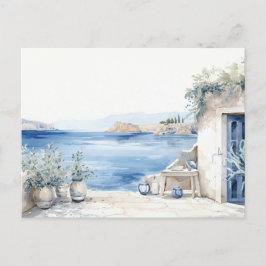 Idyllische griechische Insel: Digitalfarben Kunst  Postkarte