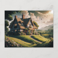 Idyllische Hütte mit Strohdächern