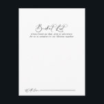 Idyllische Kalligrafie-Eimerkarte Postkarte<br><div class="desc">Diese idyllischen Hochzeitskalkarten sind die perfekte Gelegenheit für einen rustikalen Hochzeitsempfang oder Brautparty. Das einfache und elegante Design zeichnet sich durch klassische und extravagante Schriftzeichen in Schwarz und Weiß aus. Ändern Sie den Wortlaut in Anzug jedes Lebensereignisses. Das Schild der Schaufelliste wird separat verkauft.</div>