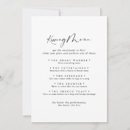 Idyllische Kalligrafie Wedding Kissing Menu Game C
