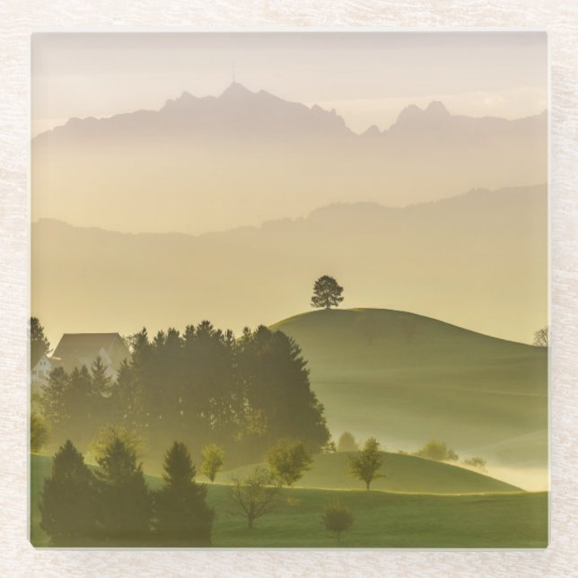Idyllische Landschaft | die Schweiz, Säntis Glasuntersetzer (Vorderseite)