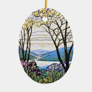 Idyllische Landschaft Tiffany Bleiglas Keramikornament