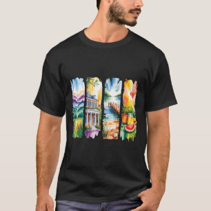Idyllische Wasserfarben-Sommerlandschaftsszenen T-Shirt