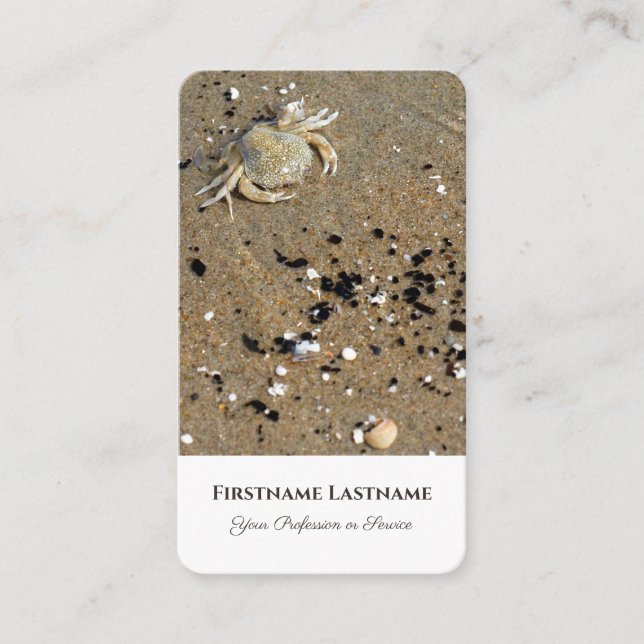 Idyllischer Sandstrand mit Krabbenleben gecoacht E Visitenkarte (Vorderseite)
