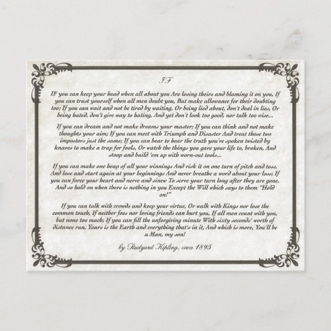 IF = ein Inspirierend Gedicht für junge Männer Postkarte (Vorderseite)