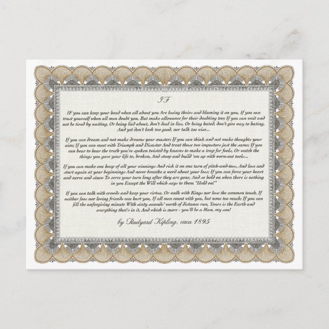 IF = ein Inspirierend Gedicht für junge Männer Postkarte (Vorderseite)