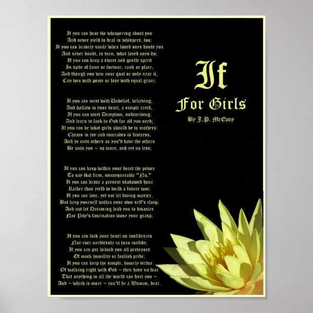 If For Girls Gedicht von J.P. McEvoy Print Poster (Vorne)