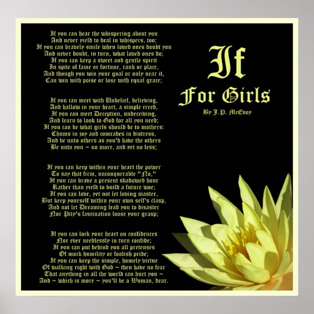 If For Girls Gedicht von J.P. McEvoy Print Poster (Vorne)