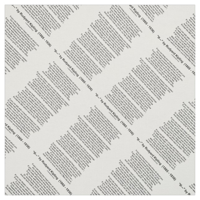 If- Gedicht von Rudyard Kipling (kein Kipling-Bild Stoff (Muster)