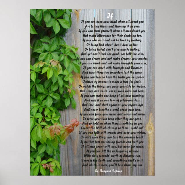 IF, Gedicht von Rudyard Kipling Poster (Vorne)