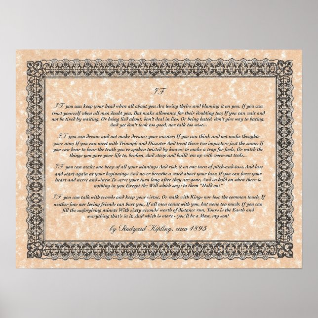 IF Inspirier Gedicht für junge Männer von Rudyard  Poster (Vorne)