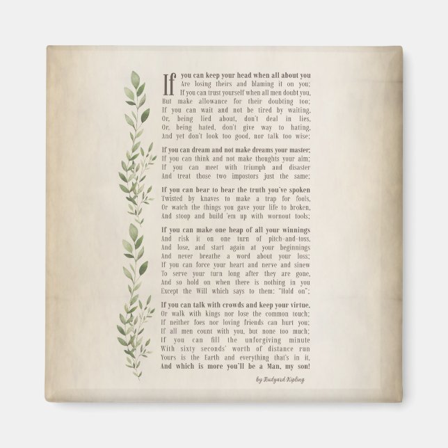 IF, Inspiriertes Gedicht von Rudyard Kipling Magnet (Vorne)