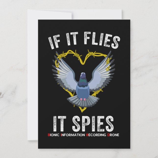 If It Flies It Spies Birds Are Not Real Funny Dron Einladung (Vorderseite)