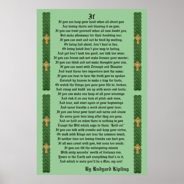 "IF" Prosa von Rudyard Kipling Poster (Vorne)