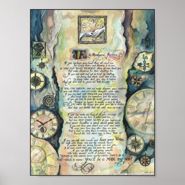 "IF" von Rudyard Kipling - Kalligraphie Poster (Vorne)