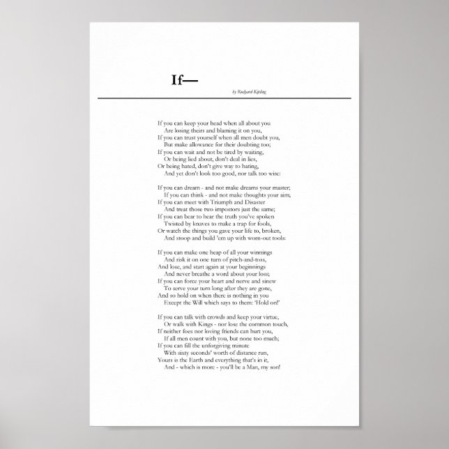 If— von Rudyard Kipling Poster (Vorne)