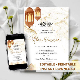 Iftar Abendessen Einladung Rmadan Aquarellgold