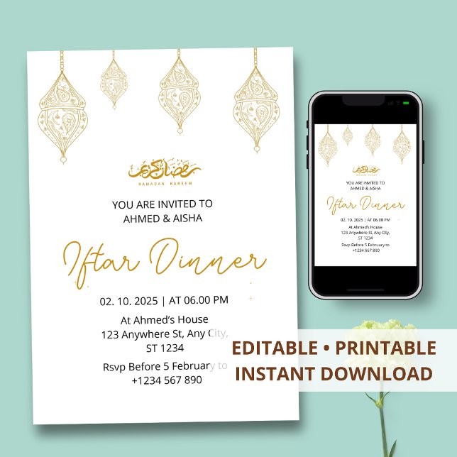 Iftar Abendessen Einladung Rmadan mit Lentern (Von Creator hochgeladen)