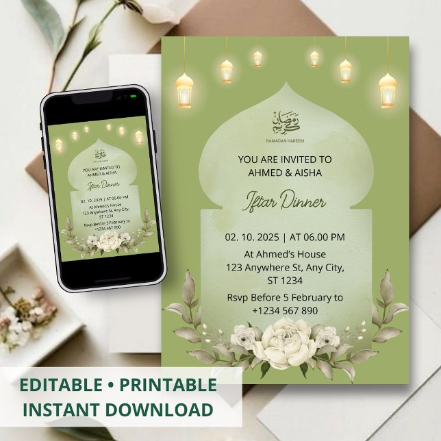 Iftar Dinner Einladung Rmadan Blume Moschee (Von Creator hochgeladen)