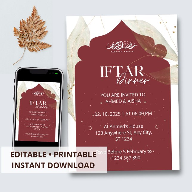 Iftar-Dinner Einladung Rmadan-Braun-Moschee (Von Creator hochgeladen)