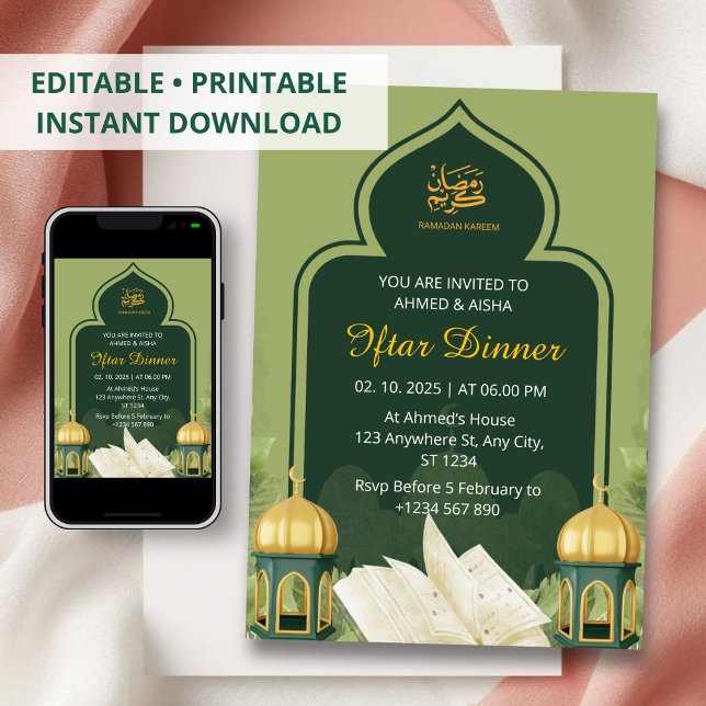 Iftar Dinner Einladung Rmadan grüne Moschee (Von Creator hochgeladen)
