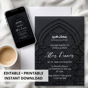 Iftar Dinner Einladung Rmadan schwarze Moschee