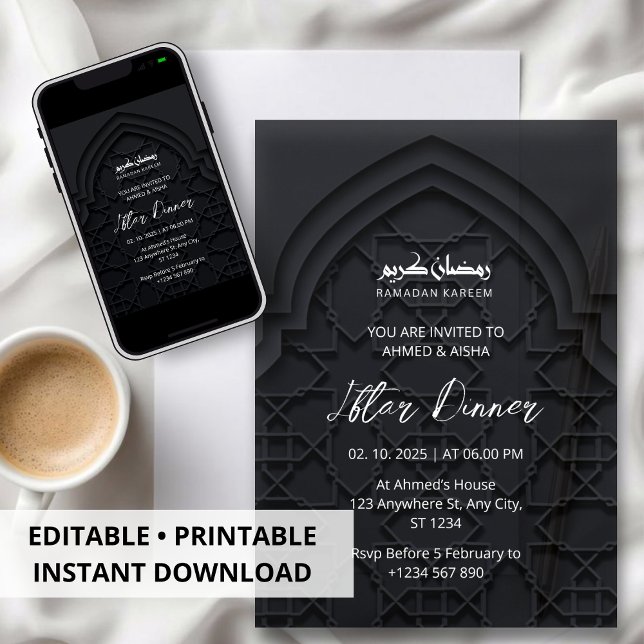 Iftar Dinner Einladung Rmadan schwarze Moschee (Von Creator hochgeladen)