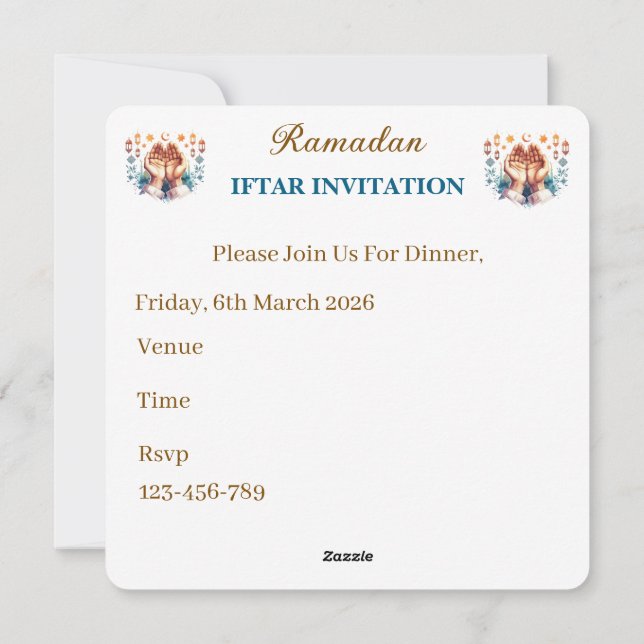 Iftar Dinner Invitations Feiertagskarte (Rückseite)