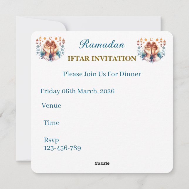 Iftar Dinner Invitations Feiertagskarte (Rückseite)